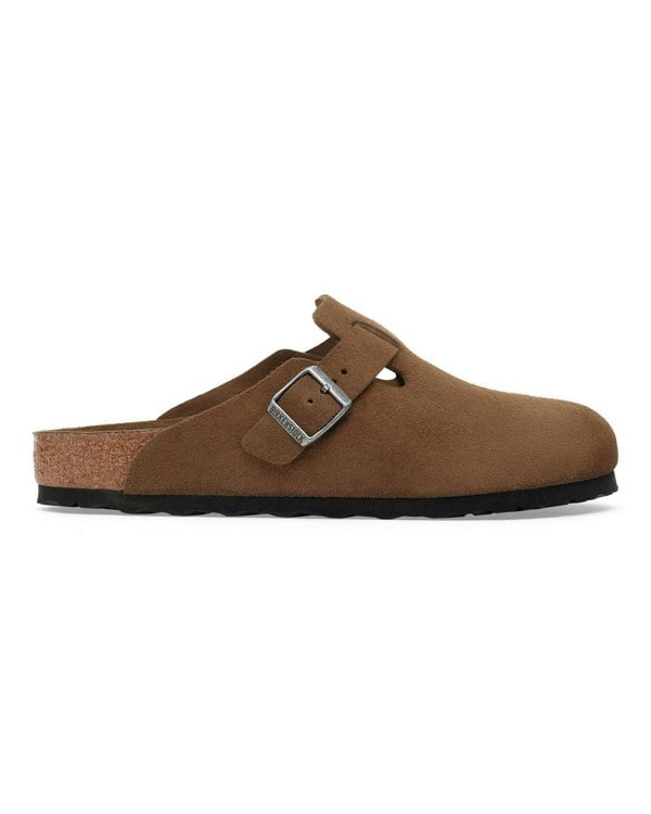 Birkenstock Boston Soft Footbed Unisex Suede Clogs - Dark Tea/Tonal Footbed