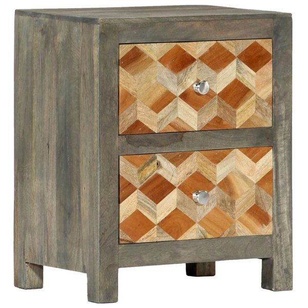 Berkfield Bedside Cabinet Grey 40x30x50 cm Solid Mango Wood