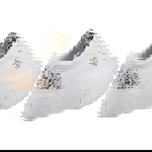 Superga 2631 Calfhair Details Women's Trainers - White Avorio/Leopard Spots