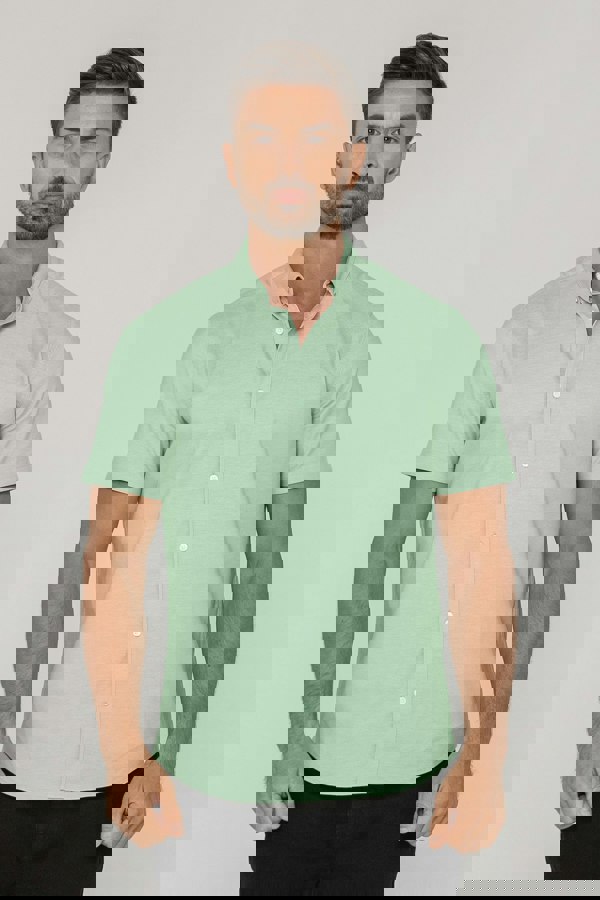 ENORSIA Mens Solid Short Sleeve Shirt