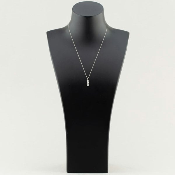 T. H. Baker 9ct White Gold Certified Lab Grown 1.00ct Brilliant Cut Diamond Three Stone Pendant Necklace LGP35531-100 (WG)