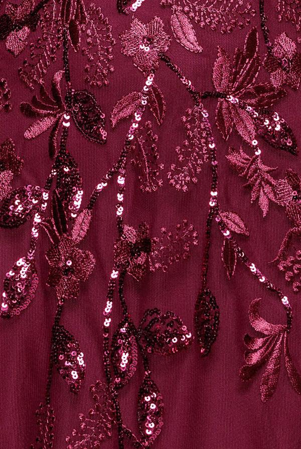 Flared Sleeve Embroidered Maxi Dress - Magenta DR3279A