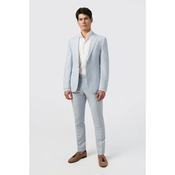Alexandre Silver Alexandre Tailored Fit Soft Blue Linen Jacket