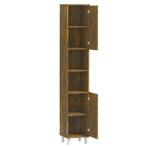 Berkfield Bathroom Cabinet Smoked Oak 30x30x179 cm Engineered Wood