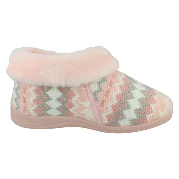 Rosebank Ladies Rosebank Memory Foam Norwegian Print Bootee Slippers Penny