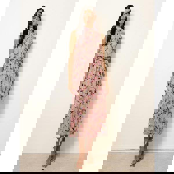 Blue Vanilla Watercolour Printed Sleeveless Midi Dress