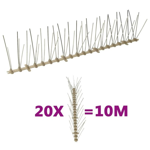 Berkfield 5-row Plastic Bird & Pigeon Spikes Set of 20 10 m