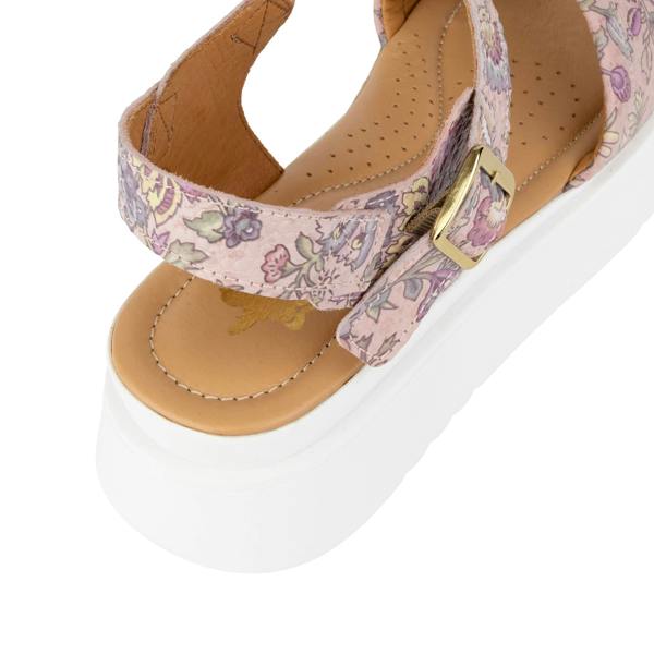 Embassy London Amalfi - Pink & Paisley - Women's 1.3 inch Flatform Leather Sandal