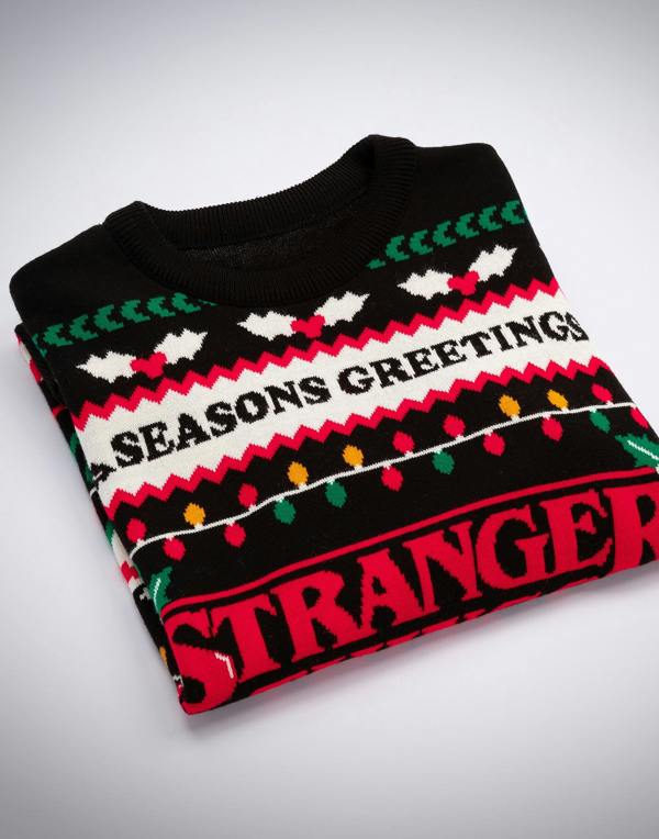 Vanilla Underground Stranger Things Unisex Black Logo Christmas Jumper