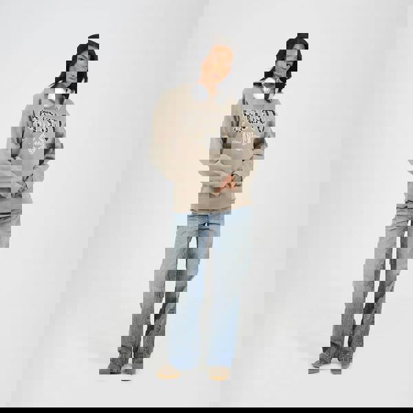 Brave Soul Taupe Slogan Crew Neck Sweatshirt - Taupe Image 3