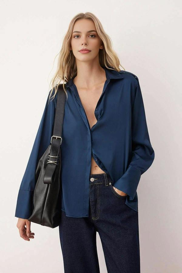 WOVCOR Satin Shirt with Epaulettes