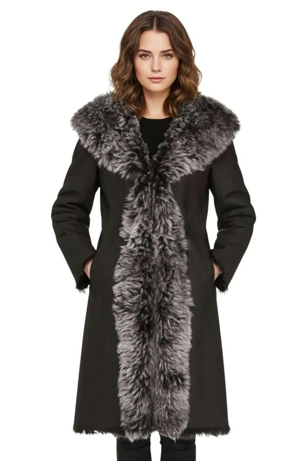 Infinity Leather Womens Toscana Sheepskin Leather Hooded Trench Coat - Coast