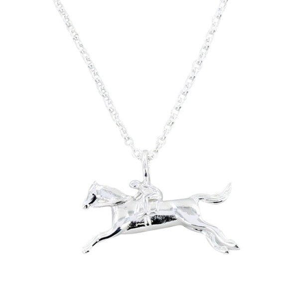 Detailed Sterling Silver Racing Horse Necklace - Reeves & Reeves