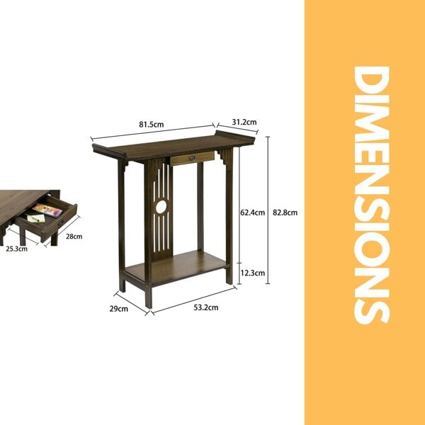 Rafaelo Mobilia Bamboo Slim Console Table With Shelf And Drawer