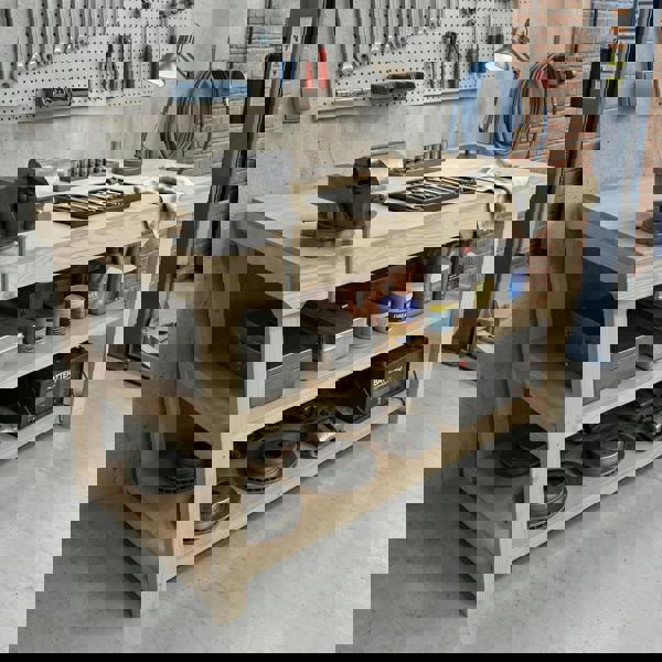 Arbor Garden Solutions Wooden Workbench Eucalyptus Hardwood Top Depth-3ft with Double Shelf