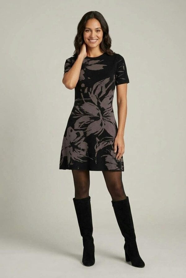 Izabel London Floral Short Sleeve Knit Short Dress