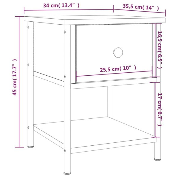 Berkfield Bedside Table Grey Sonoma 34x35.5x45 cm Engineered Wood