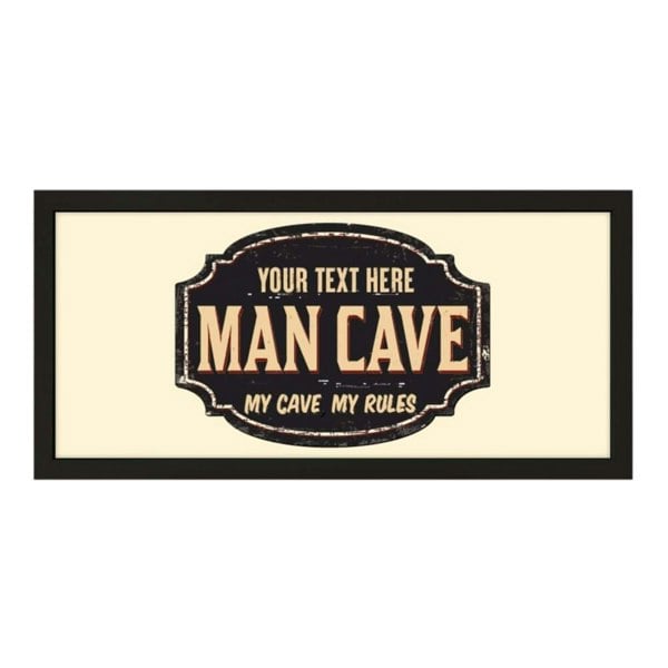 Personalised Wall Art Framed Print  For Him  Man Cave My Cave My Rules