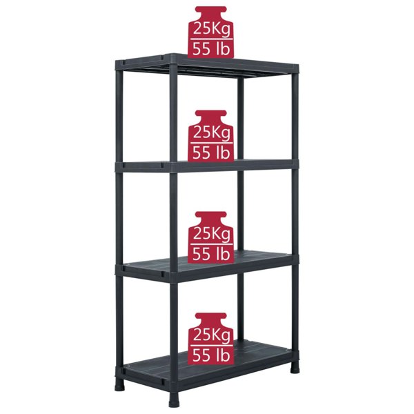Berkfield Storage Shelf Racks 2 pcs Black 60x30x138 cm Plastic