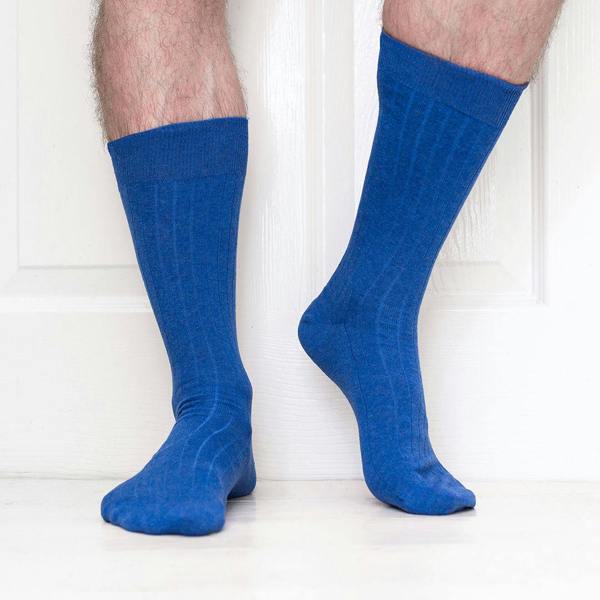 Jemsox 4 Pack - Premium Fine Ribbed Men’s Wedding & Formal Socks – Sweet Blue Melange