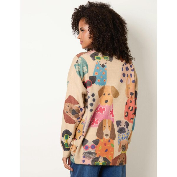 Blue Vanilla Multicolor Dog Print Jumper