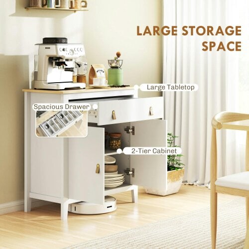 Wyld Haus Kesora Lela White and Natural Oak Farmhouse Style Sideboard