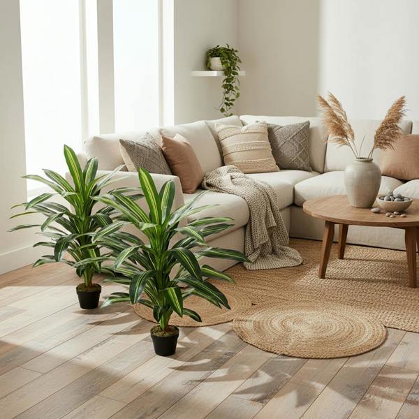 Wyld Haus Baketto Set Of 2 Artificial Dracaena Style Plants For Interior Spaces