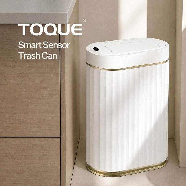 TOQUE Sensor Rubbish Bin 7L Touchless Silent Butterfly Lid for Bedroom White