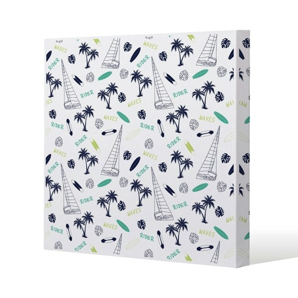 Benjamin Tate Design Waves Rider Slim Style Canvas Print  90x90cm , 15mm Slim Real wood.