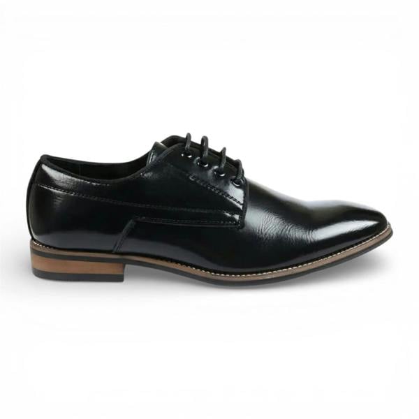 Dolcetto Men's Black Classic Plain Toe Lace-Up Derby Brogue Formal Shoes