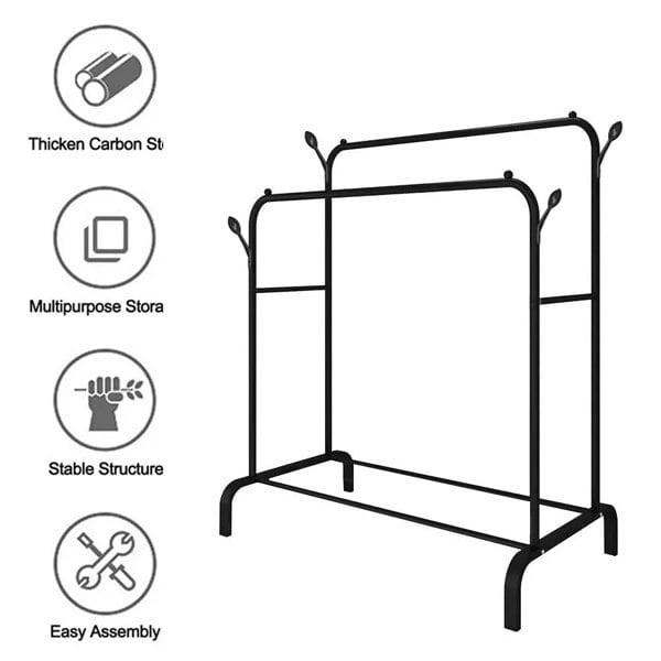 Havendro Heavy Duty Double Clothes Rail Hanging Rack Garment Display Stand Shoes Storage