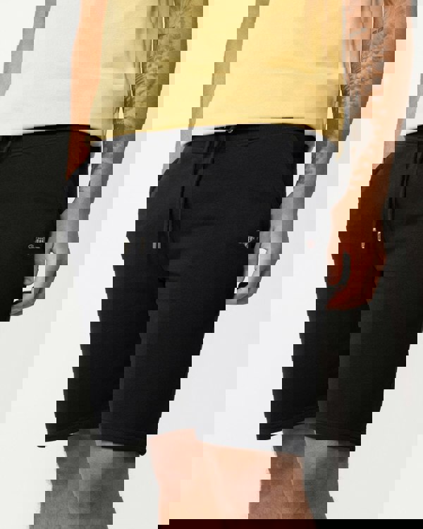 GANT Regular Fit Shield Logo Sweat Shorts - 5 Black - CHO - Designer Mens Shorts