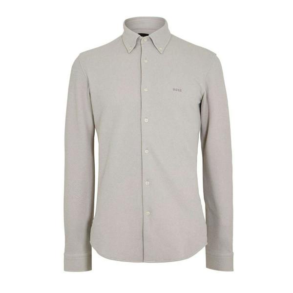 Boss Mens Embroidered Logo Collared Shirt - Grey - 
