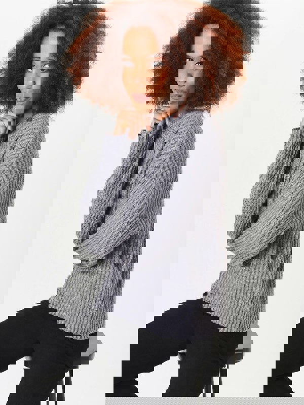 Gini London Grey Chunky Knit Oversized Jumper