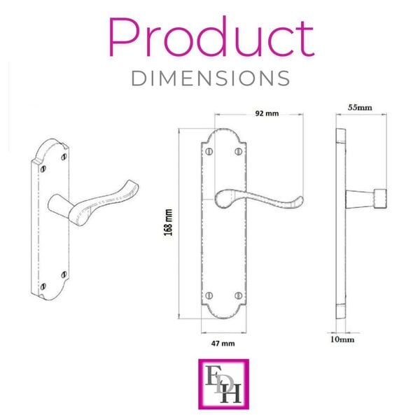 EDH Door Hardware Black Nickel Internal Door Handles Ashford Style Lever Latch – Epsom Pair Set