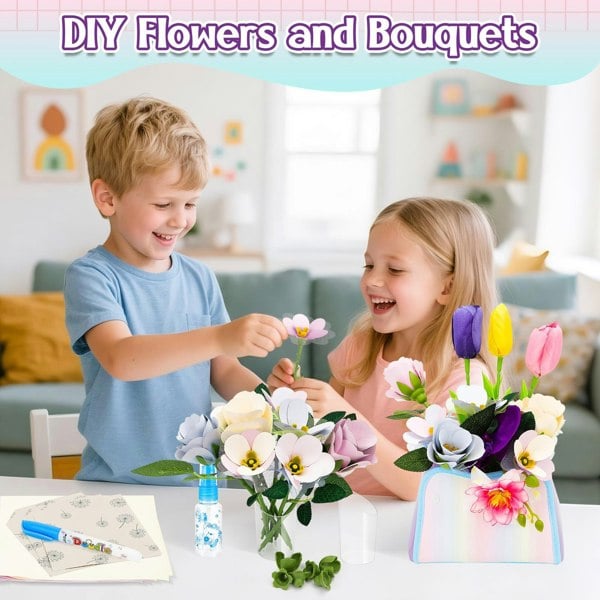 deAO Toys Fabulous Flowers DIY Flower Bouquet Kit for Kids
