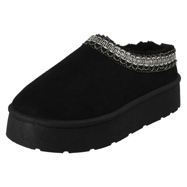 Spot On Ladies Spot On Wide Fit Stitch Pattern Slipper Shoes F4470