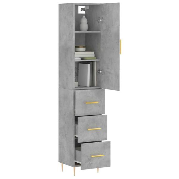 Berkfield Highboard Concrete Grey 34.5x34x180 cm Engineered Wood