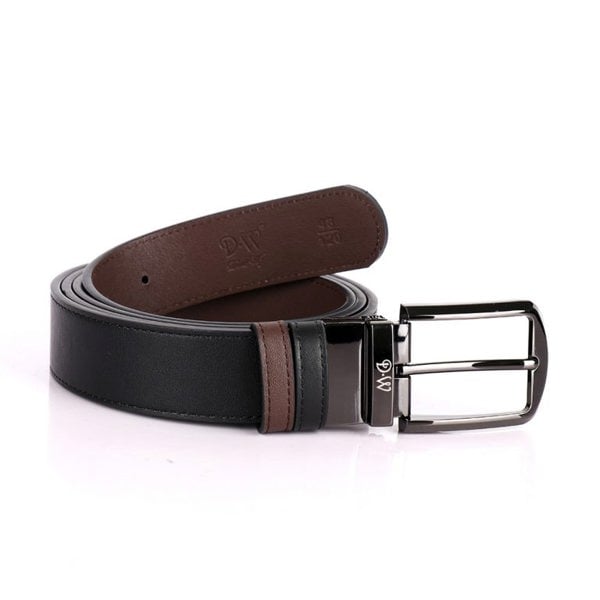 David WeJ Reversible Titanium Buckle Belt With Sloped Edges - Black Brown