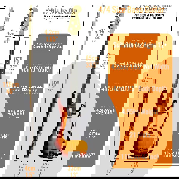 3rd Avenue Rocket Series Electric Bass Guitar Pack Bass Guitars#colour_Sunburst