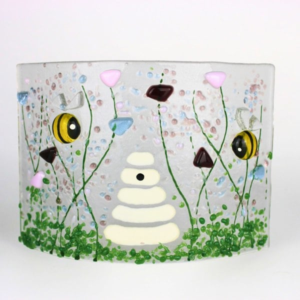 Handmade Fused Glass - Curve - Bumble Bee - Violet