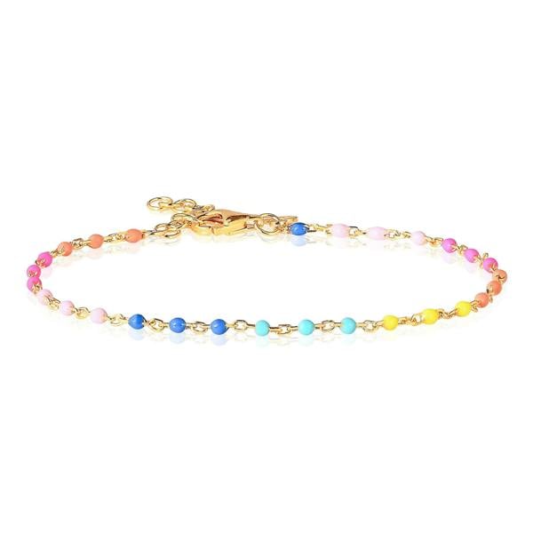 namana Dainty Gold Plated 925 Sterling Silver Coloured Beaded Bracelet For Women