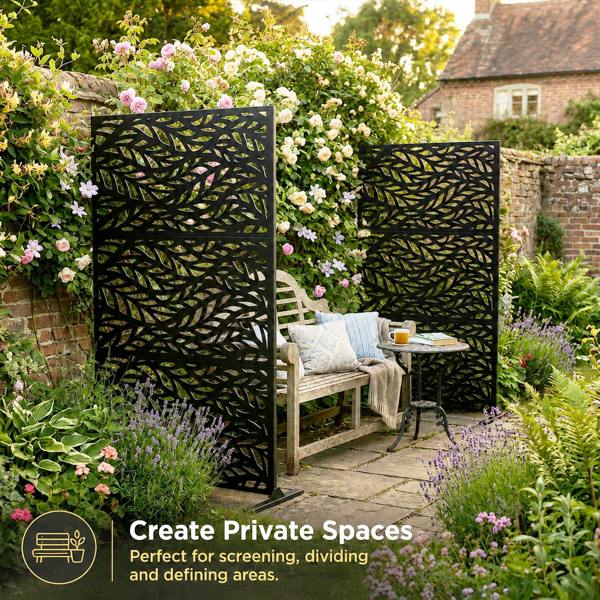 Nicoman Metal Indoor/Outdoor Privacy Screen 90cm x 180cm - Leaf