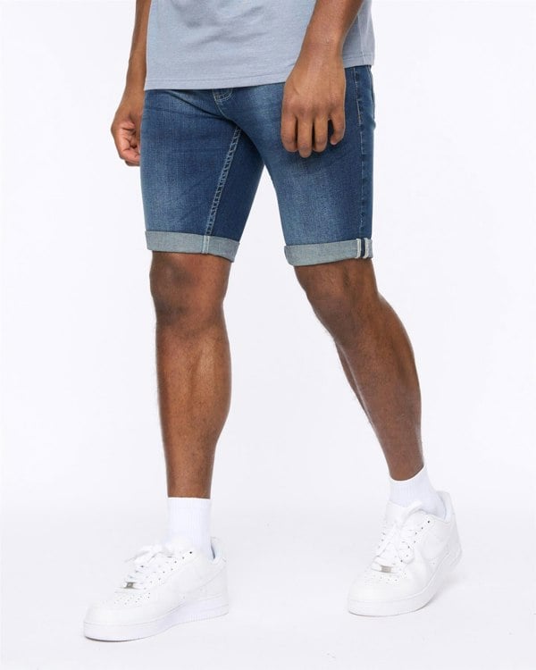 Crosshatch Tonwin Embossed Denim Shorts Dark Wash