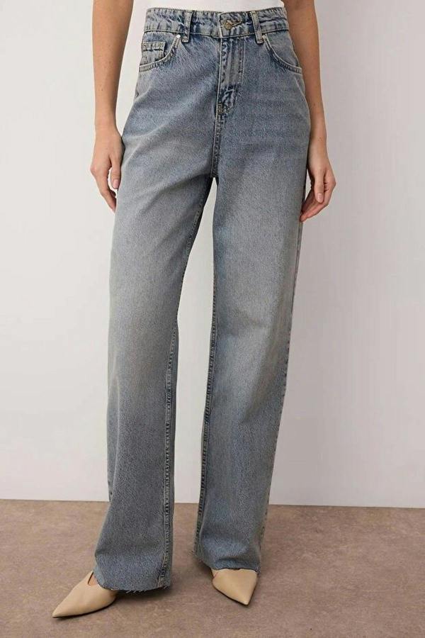 WOVCOR High Waist Wide Leg Jeans with Cut-Out Legs
