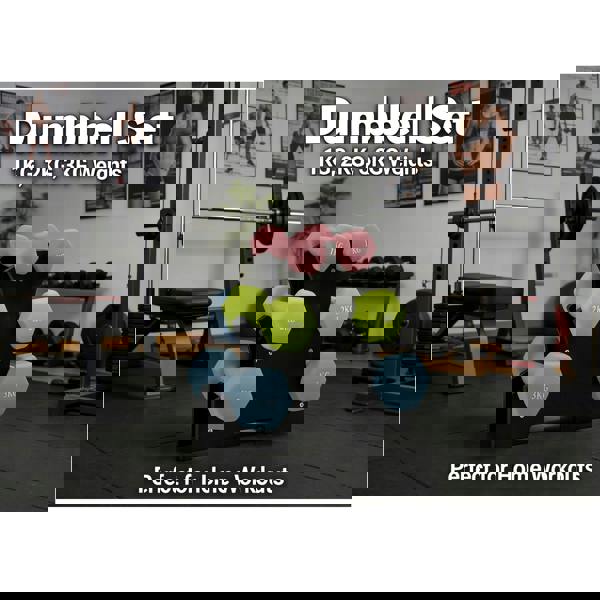 Gr8 Home 12kg Hex Dumbbell Set with Storage Stand