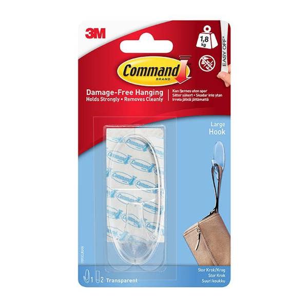 Command 17093CLR Large Clear Hooks 1.8kg - One Colour - 