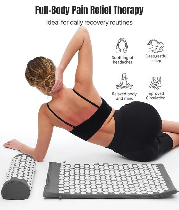 ROMIX Acupressure Mat and Pillow Set with Carry Bag, Spike Massage Mat for Back, Neck and Feet Relaxation