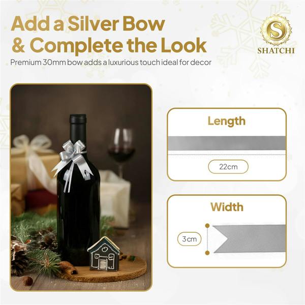 30mm Silver Pull Bows in 10, 20, 30, 40 or 60 Pack for Gift Wrapping and Décor image 3