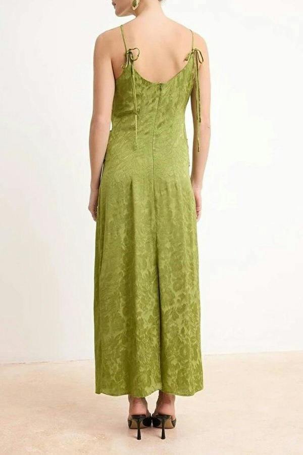 WOVCOR Midi Woven Dress with Gathering and Drape Details